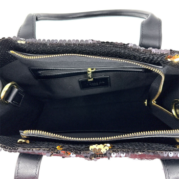 Tote bag, Pailletten schwarz-gold, the it bag, inside